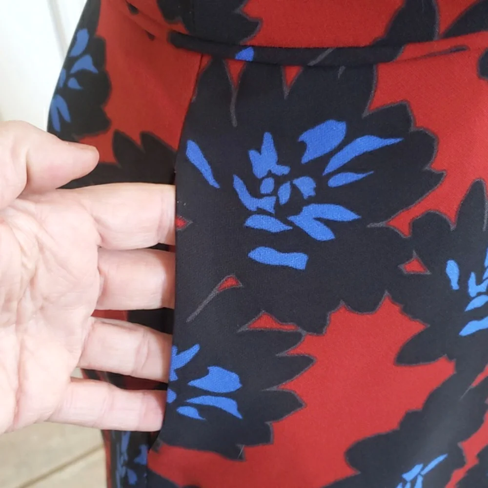 J.Crew Firework Floral Sleeveless Dress Size 4 Red Black Blue Modern Cocktail